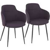 Boyne Dining Accent Chair in Black Metal & Purple Fabric (Set of 2)